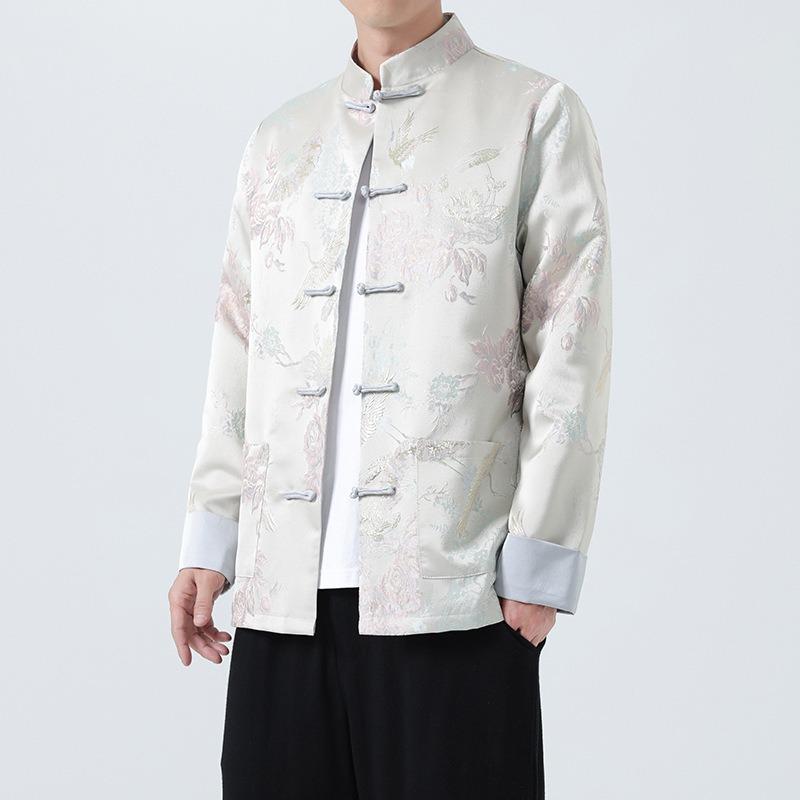 Men S Vintage Trendy Jacquard Chinese Style Tang Suit Jacket Plus Size
