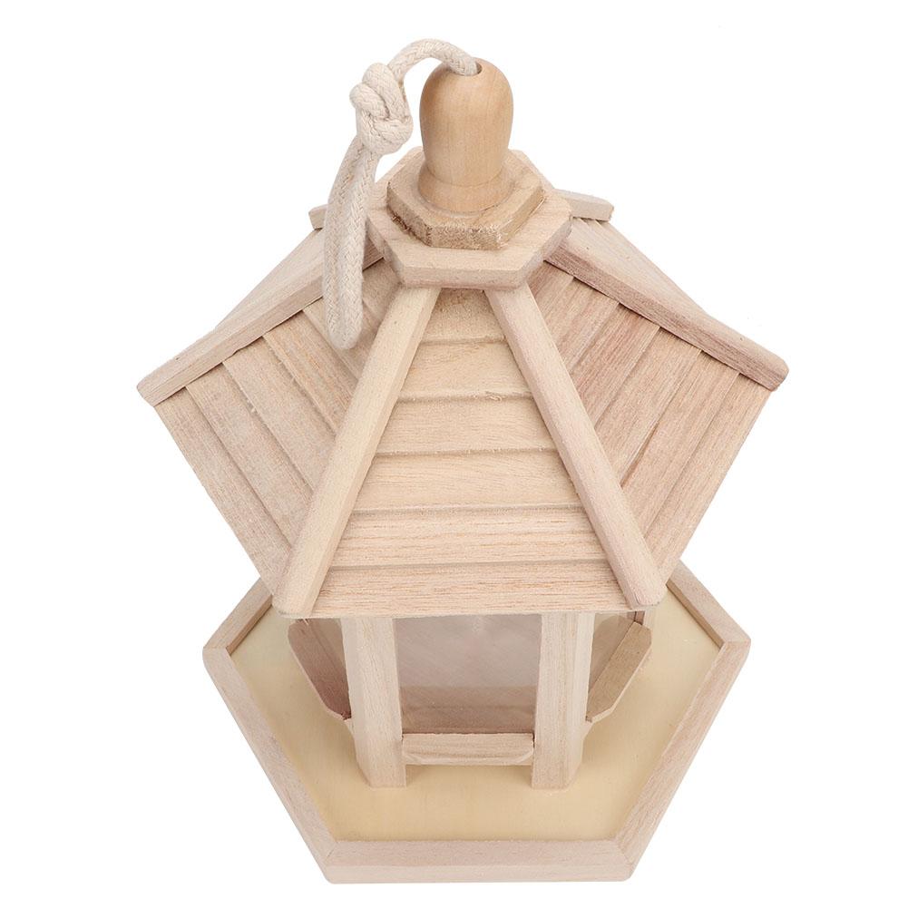 Outdoor Durable Wooden Plastic Hanging Transparent Bird Feeder House Food Case Pet Supplies