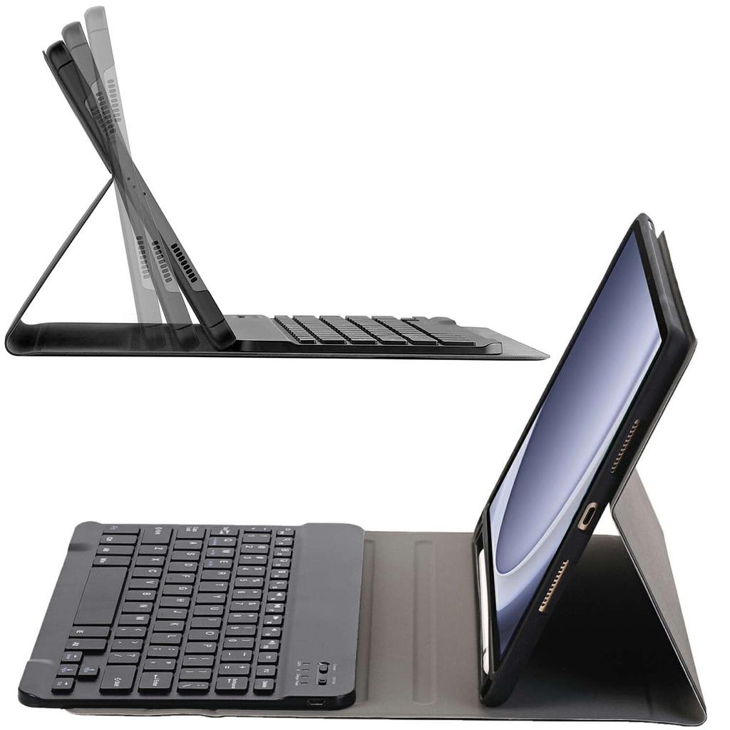 Hülle mit Tastatur für Samsung Galaxy Tab A9+ Plus 2023 11" (X210/X215/X216) Magnetische Bluetooth-Tastatur Alogy Schwarz + Glas