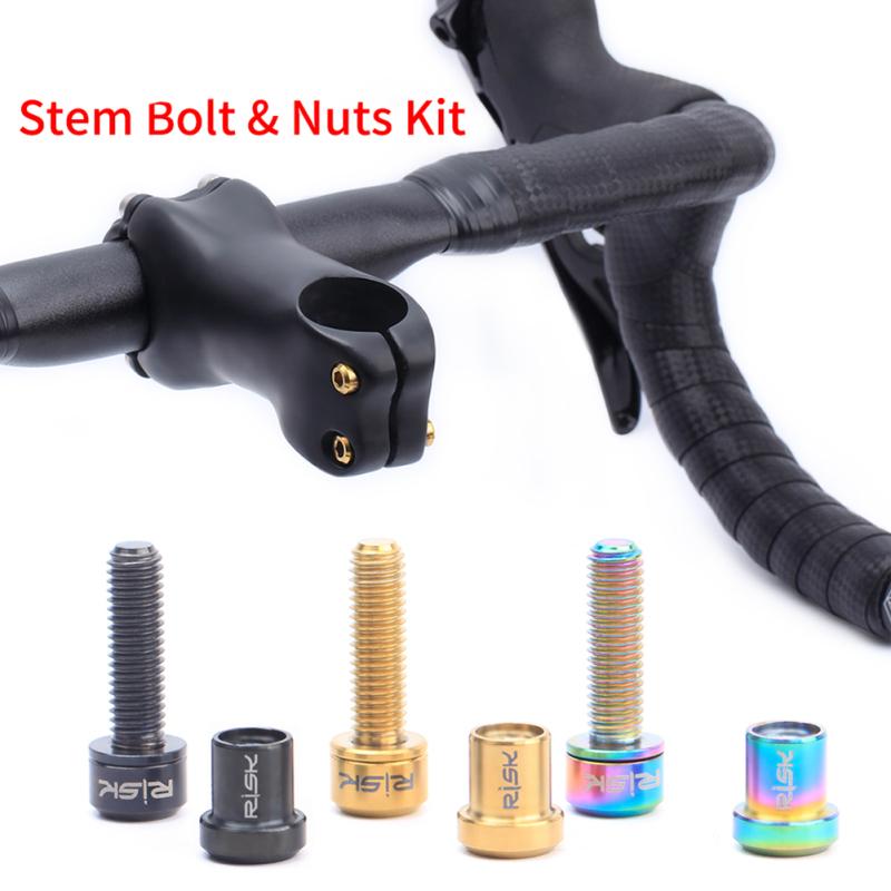4pcs Carbon Fiber Stem Bolts Titanium Alloy Mountain Road Bike Stem Screw Nut Kits Bicycle