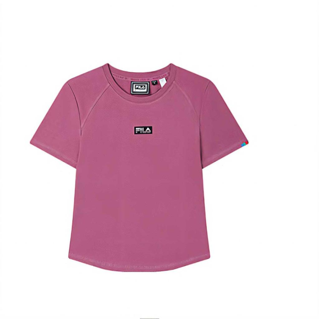 FILA Original Fashion Comfortable Soft Solid Color Slim Fit Short Sleeve Raglan T-Shirt Women Tops Brick-Red F51W529104F-WI
