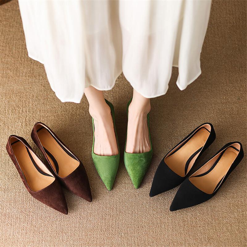 Fashion 2025 Spring Sheep Suede Women Shoes Female Stiletto Heels Shallow Pumps French Elegant Summer Shoes for Women Zapatos Para Mujer
