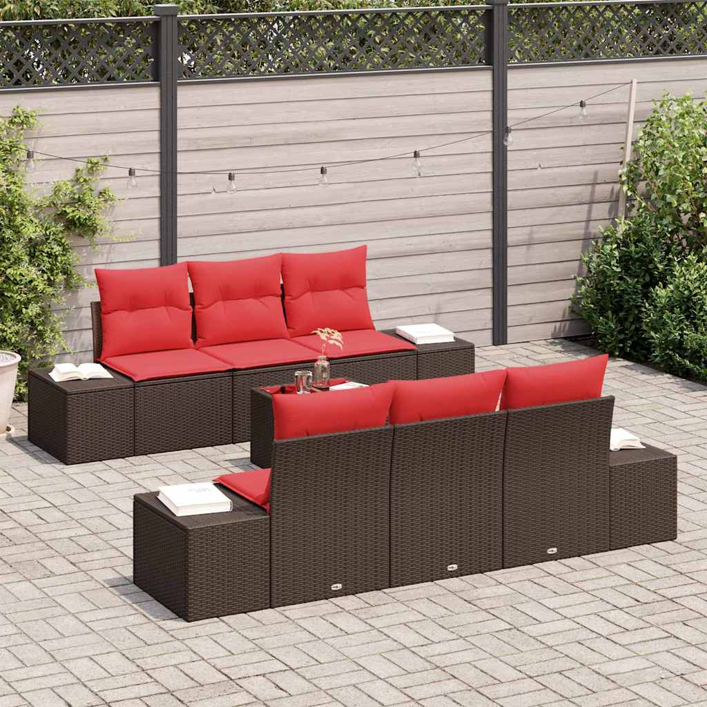 Garden Sofa Set 8 pcs Beige and Red Poly Rattan