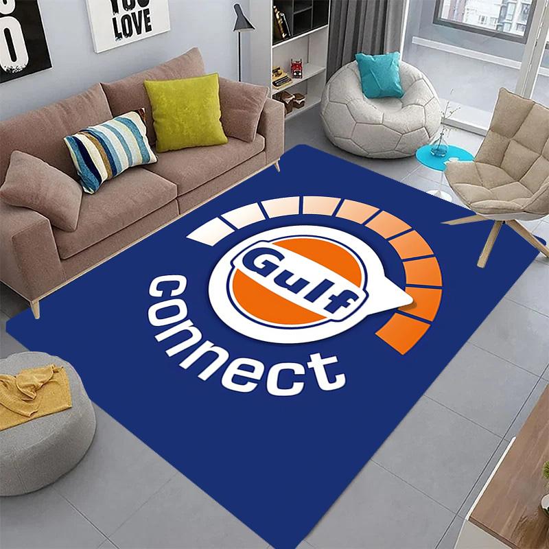 Tappeto con logo Gulf per soggiorno e camera da letto, tappetini per pavimenti, tappetino da bagno artistico, alla moda