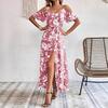 Women's Sexy Suspender Irregular Dress Long Suspender Floral Beach Dress