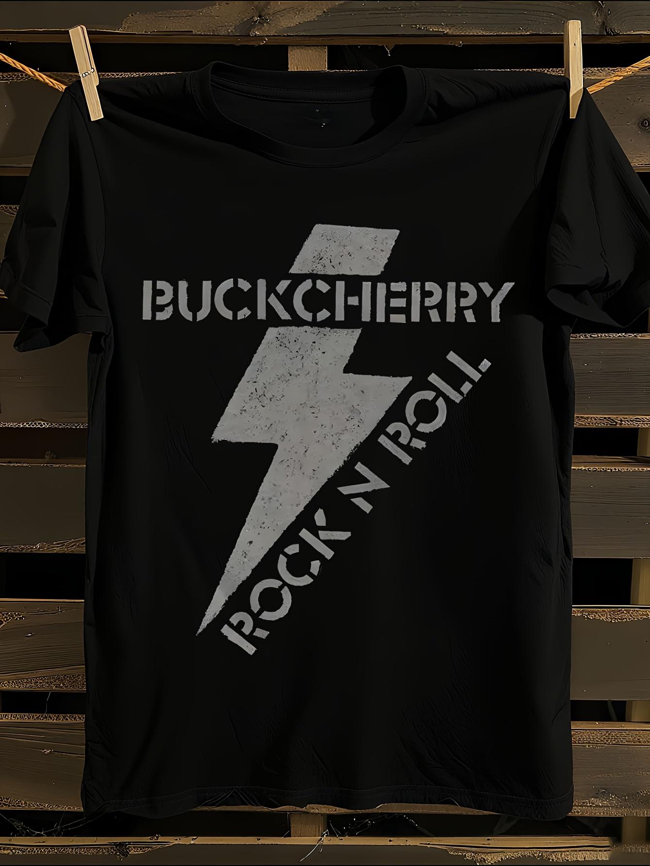

Buckcherry Logo & Lightning Bolt T-Shirt Mens Tshirt Womens Tshirts with Letters Print Short Sleeves T-Shirt Casual Street Tee Shirt Top XL
