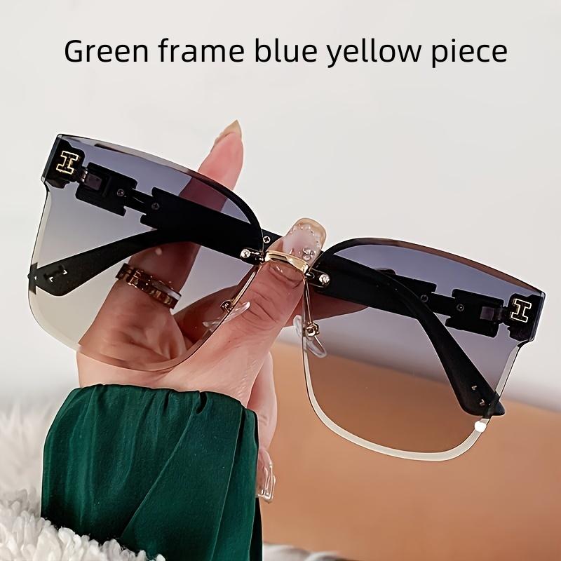 1PCS New High-end Trendy Sunglasses Metal Frameless Sliced Women's Fashionable UV Resistant Sunglasses