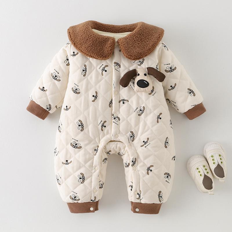 

Unisex Baby Cartoon Cotton-Padded Long-Sleeve Romper, Medium-Thick for Spring, Autumn, Winter 80 cm белый/кремовый