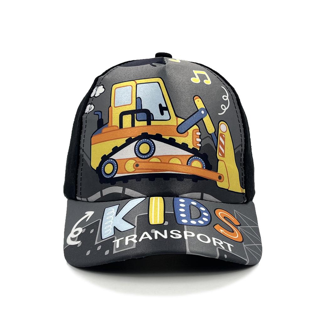 Construction Vehicle Excavator Cartoon Fire Truck Bulldozer Children's Baseball Cap Spring and Summer Cartoon Sun Hat