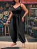 Elegant Plus Size Strappy Jumpsuit - Classic, Figure-Flattering Commuter Style for Summer