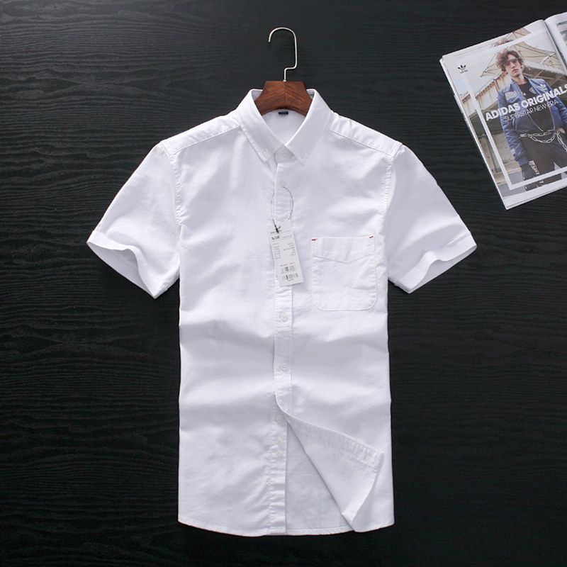 Clearance of Foreign Trade Surplus Men's Oxford Cotton Short-Sleeve Shirts, Original Cut Label Men's Clothing, Japanese Trendy Brand Versatile Shirts