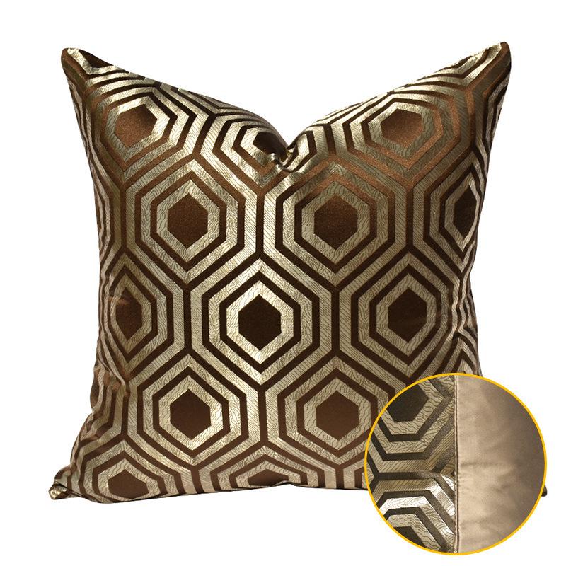 Geometrische Kissenhülle in Gold-Kaffee: Moderne luxuriöse abstrakte Kissenhülle für Sofa und Wohnzimmer