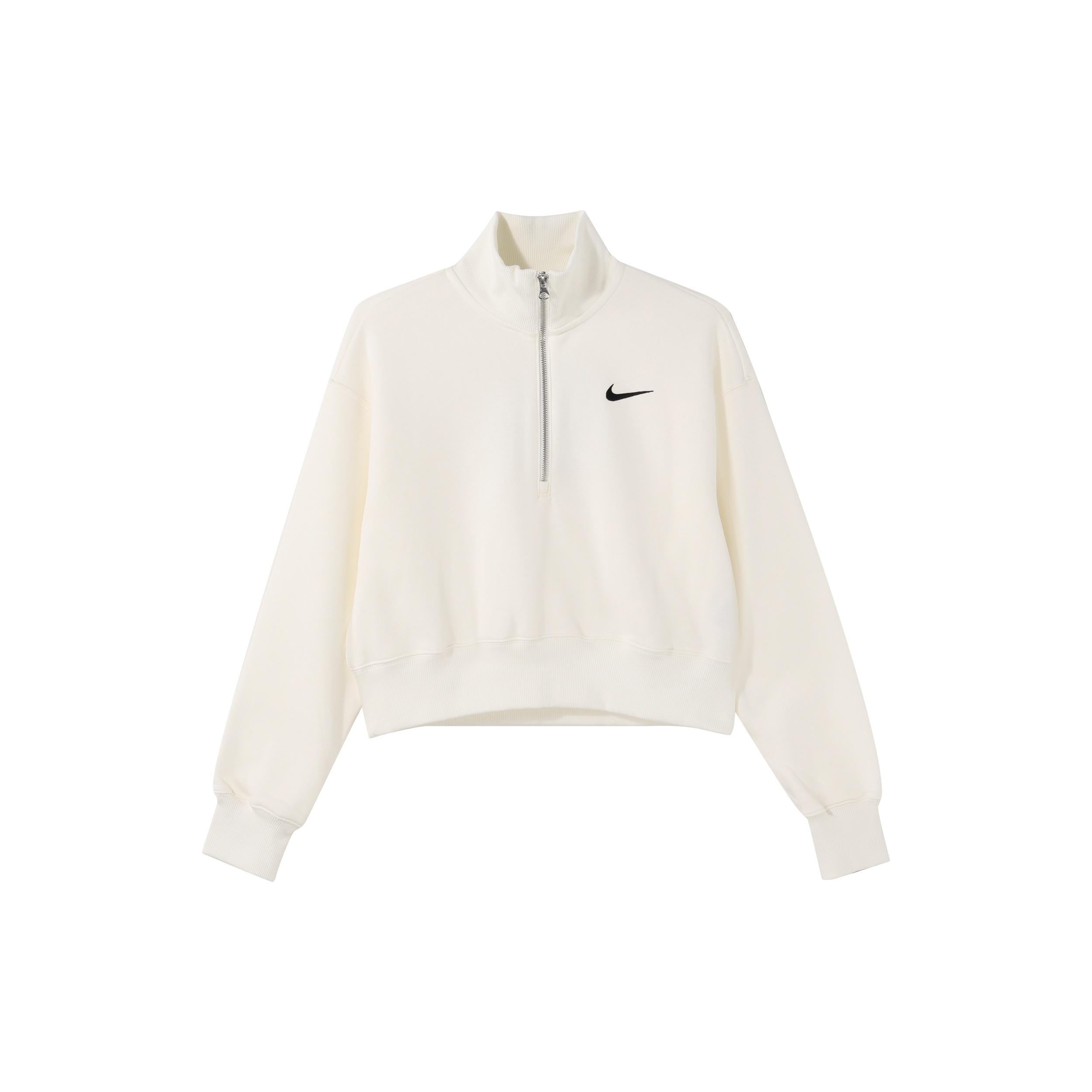 (WMNS) Nike Sportswear Phoenix Fleece 1/2-Zip Cropped Sweatshirt White Women s DQ5768-133 L
