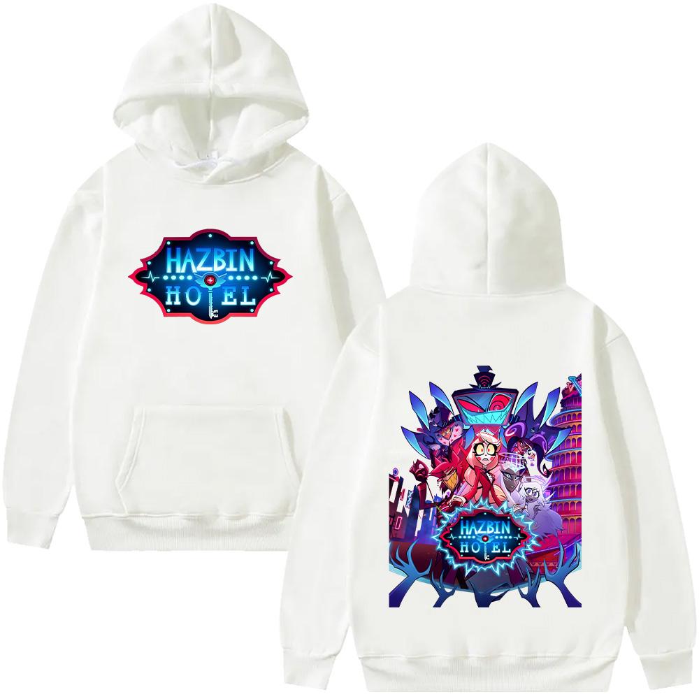 HazbinHotel 2 Cartoon Print Hoodie Men Fashion Anime Aesthetic Sweatshirt Fall Women Casual Harajuku Streetwear Pullover HipHop