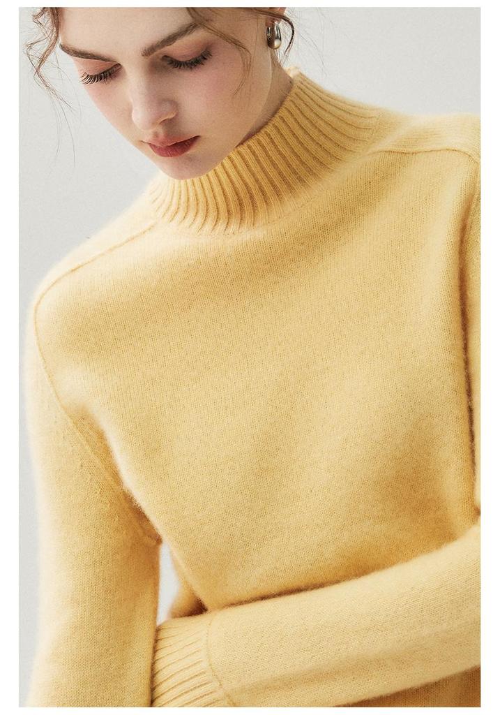 2026 Autumn/Winter Women's Cashmere High Neck Saddle Shoulder Knit Sweater