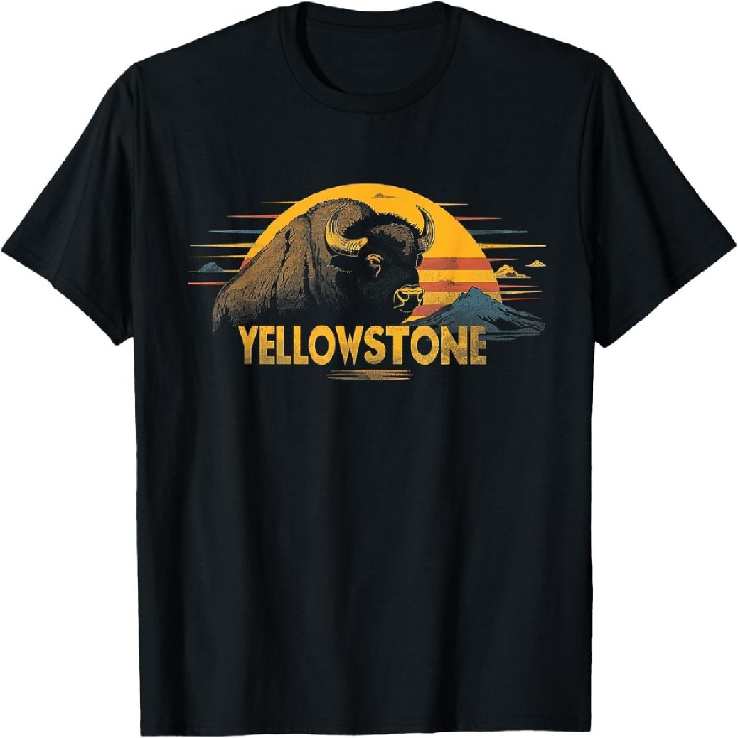 Yellowstone - US National Park Vintage Hiking Mountain Retro T-Shirt XXXXXL разноцветный