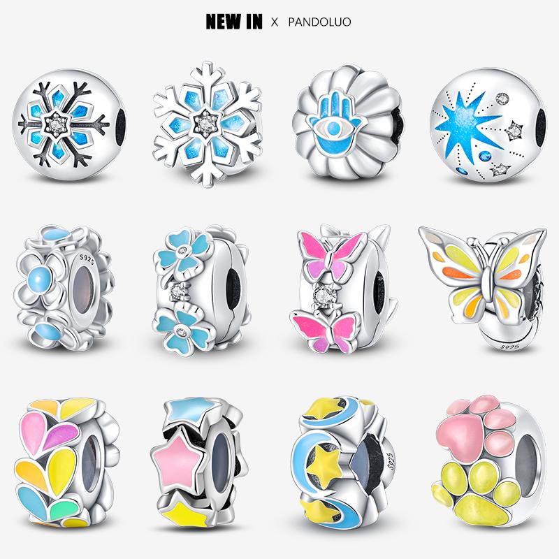 

New in Original Luminous Color Changing Star Moon Butterfly Angle Round Beads Fit Bracelet Women 925 Silver Jewelry