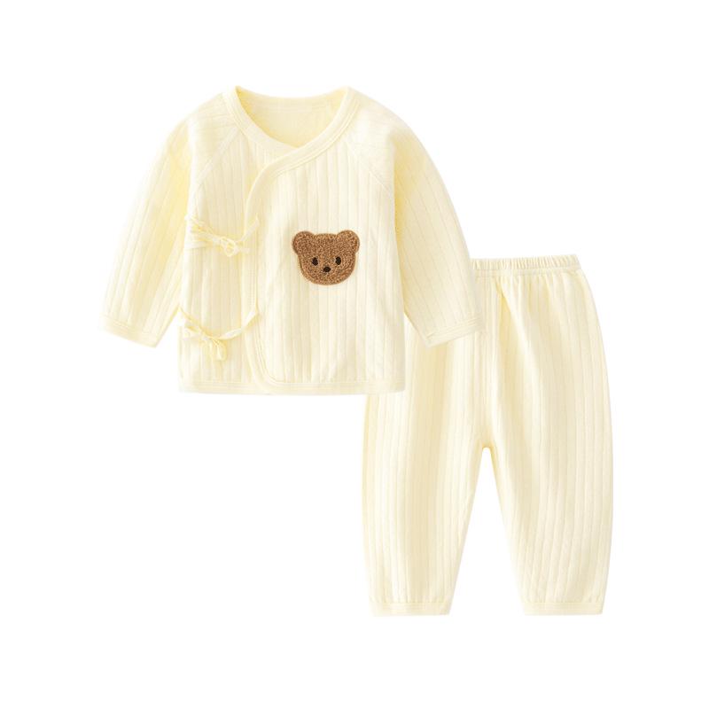 Infant Monk Robe Set: Newborn Diagonal Collar with Tie-up Crotch, Two-Piece Outfit