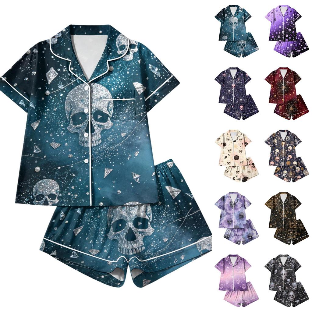 Women's Halloween Print Pajama Set 2 Piece Comfortable Sleepwear for Night