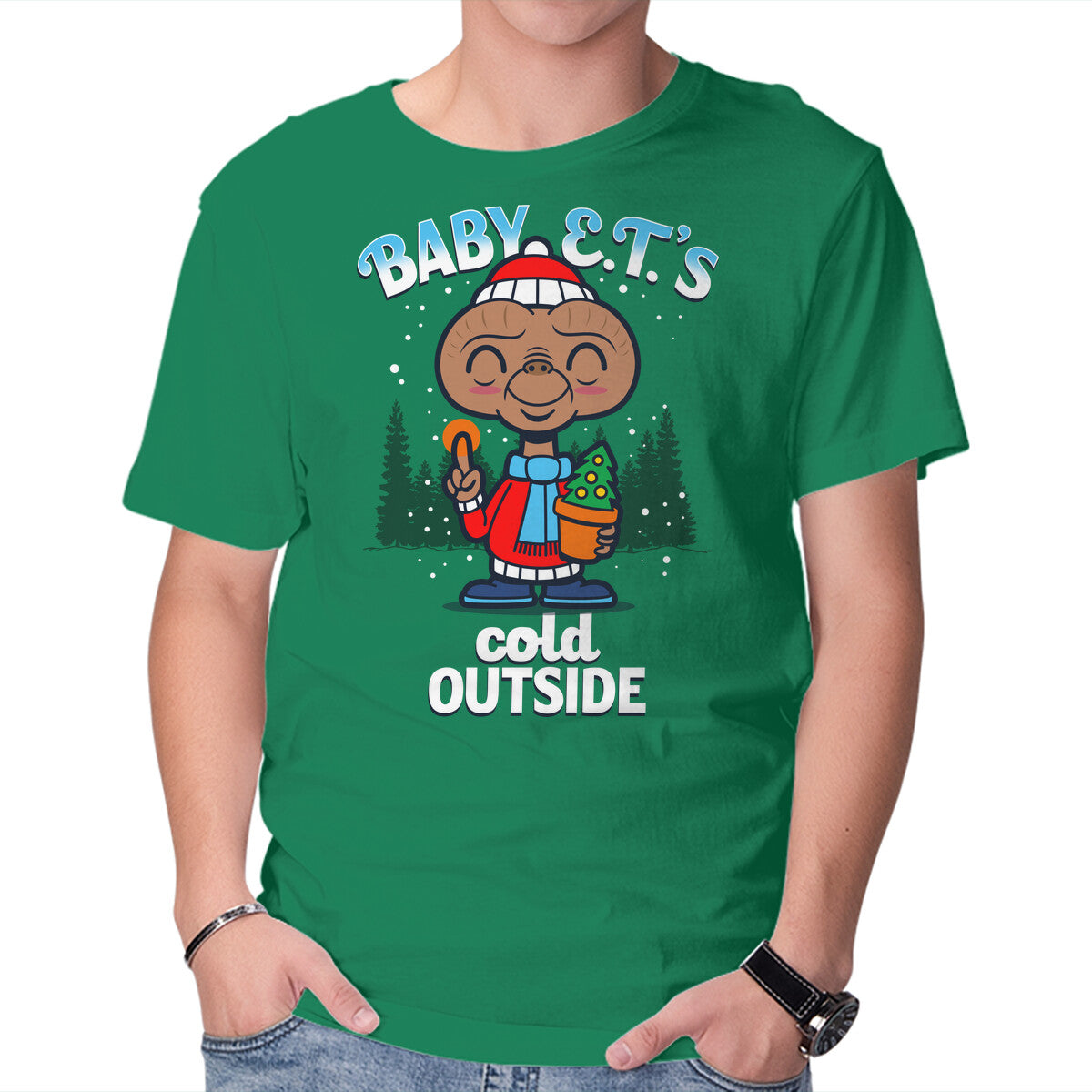 Unisex Crew Neck T-Shirt Baby E.T. s Cold Outside Graphic Short Sleeve Casual Tee M