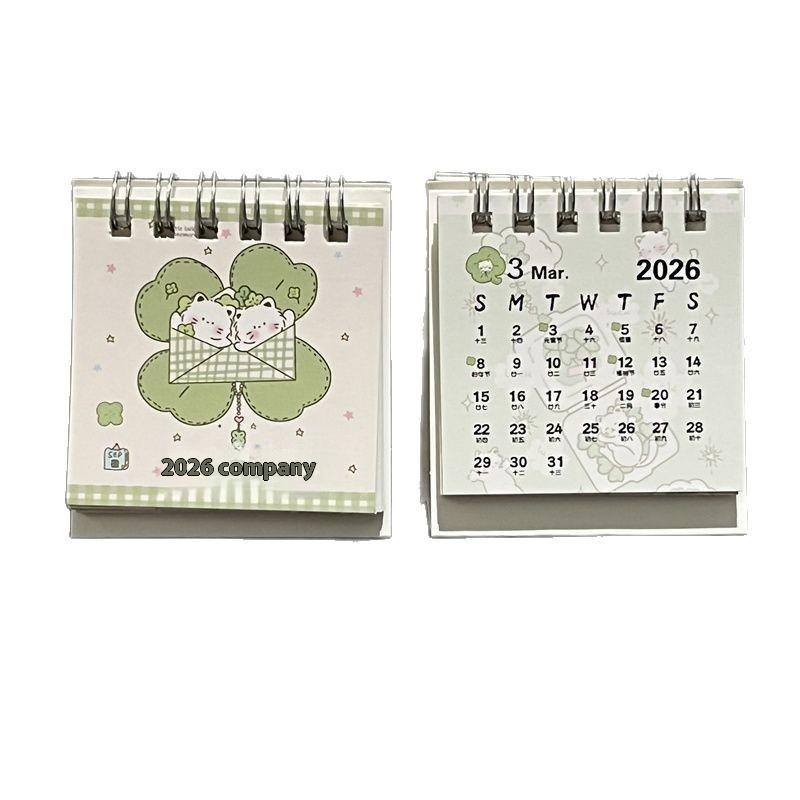 

Мини-настольный календарь на 2026 год в стиле инс с тематикой кота удачи, украшение для студентов, органайзер для офисного стола, милый планировщик расписания Random