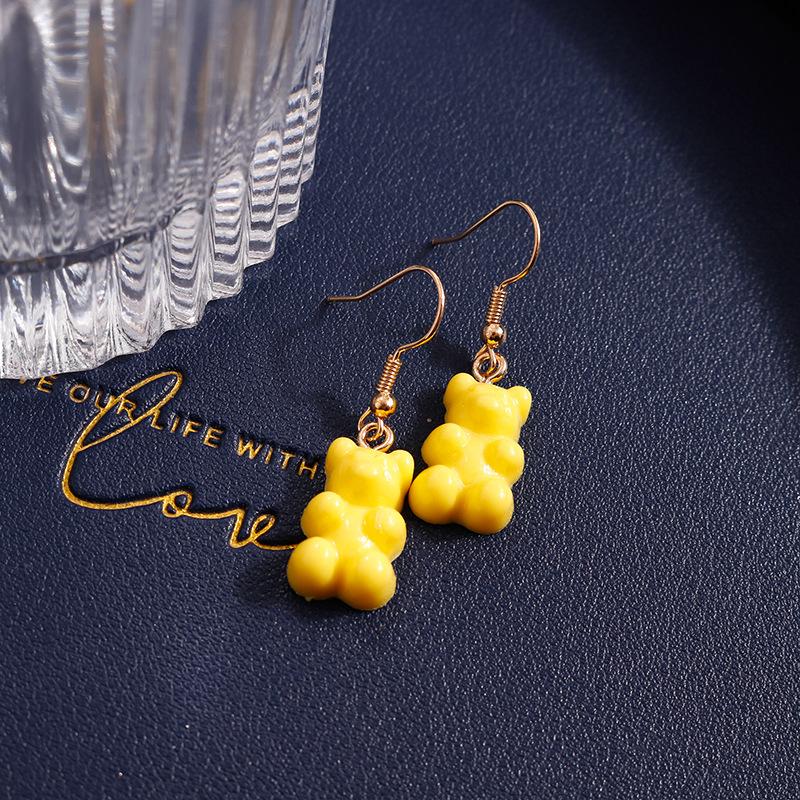 Cute Candy Color Gummy Bear Drop Earrings for Women Girls Handmade Kid's Party Jewelry Gift