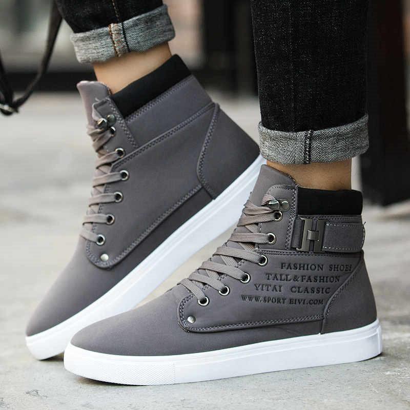 Men's Boots Fashion High-Top Casual Shoes Classic Lace Up Vulcanized Shoes Quality Suede Sneakers Men Ankle Boots Zapatos Hombre