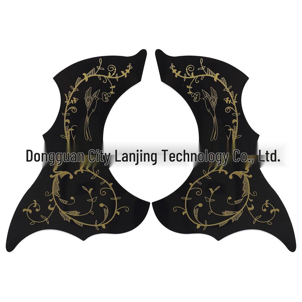 40-41 Zoll Linke/Rechte Hand Blumengemaltes und Vogelbemaltes Holzgitarren-Schlagbrett mit Kratzschutz & Kleberückseite