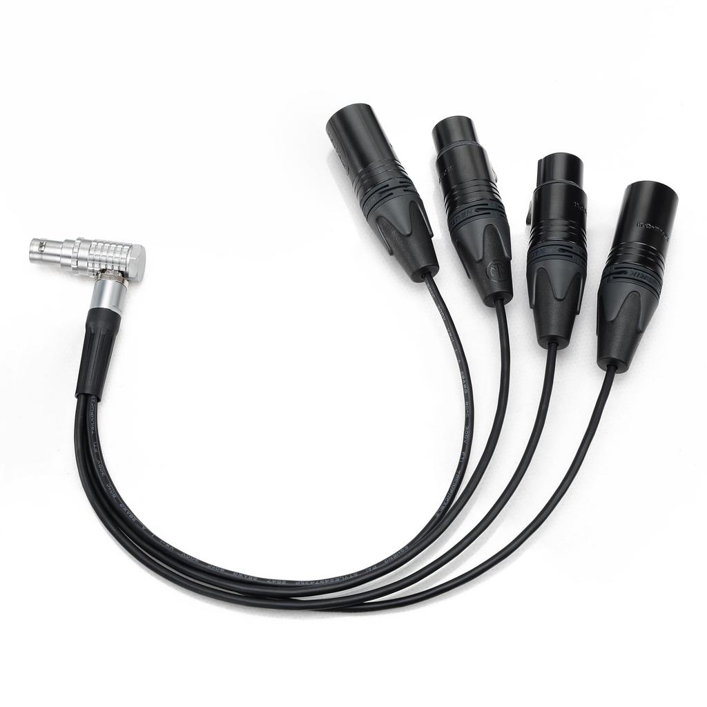 ZBLZGP Audio Breakout Male To 4XLR for Atomos Shogun Inferno Monitor Recorder Input/Output Cable, 10-Pin (Right-Angled Cable)