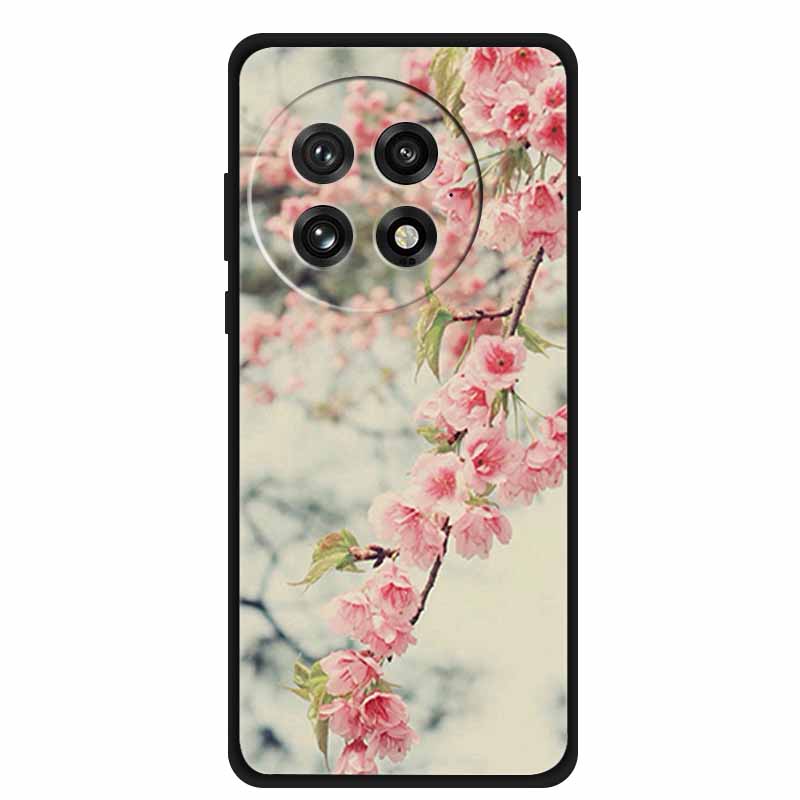 Funda For OnePlus13 5G Case OnePlus 13R Black Silicone Soft Flower Fashion TPU Back Cover For OnePlus13 13R Case Protective Capa