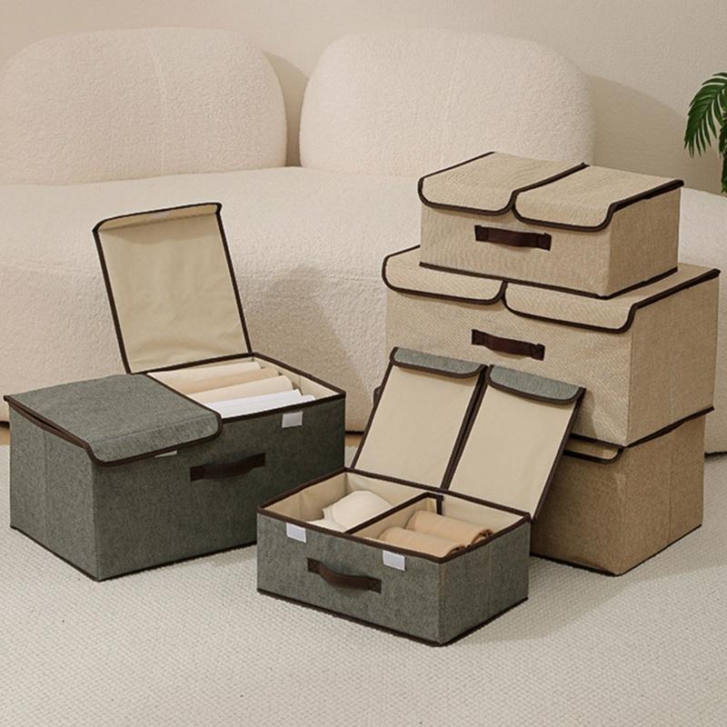 Space Saving Foldable Clothing Organizers Box Nonwoven Fabric Storage Container With Dividers And Protective Cover
