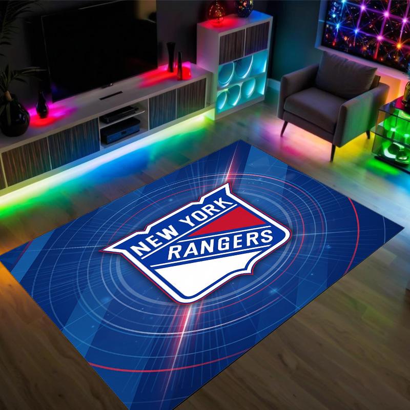 New York Rangers Design Crystal Velvet Carpet Cozy Non?Slip Printed Rug For Bedroom Living Room Entrance