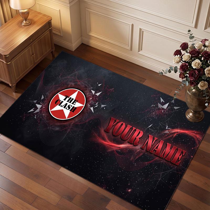 The Cure Personalized Crystal Velvet Carpet, Customized Name Text Soft Anti‑Slip Rug for Living Room Bedroom