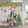 Christmas Shower Curtain Funny Cartoon Santa Claus Silver Fir Branches Snowflakes Grey New Year Home Decor Bathroom Curtains Set