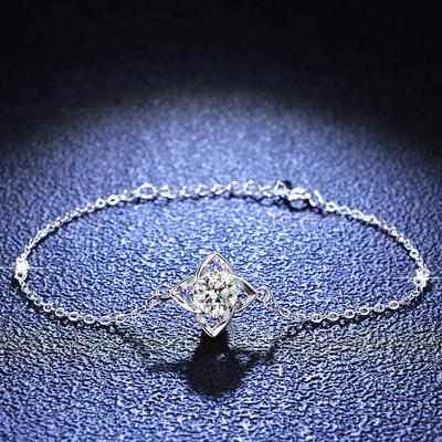 S925 Silver Bracelet Moissanite Diamond Bracelet Moissanite Four-leaf Clover Simple Women's Model