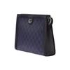Gucci GG Monogramm Canvas Lederbesatz Reißverschluss Tasche Handgelenk-Clutch In Blau Für Unisex Tägliche Nutzung