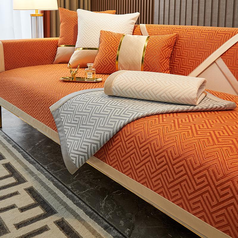 Bankkussen Luxe Maze Jacquard Hoogwaardig Vier Seizoenen Universeel Antislip Zitkussen Bankhoes Scandinavische Rugleuninghoes Coth