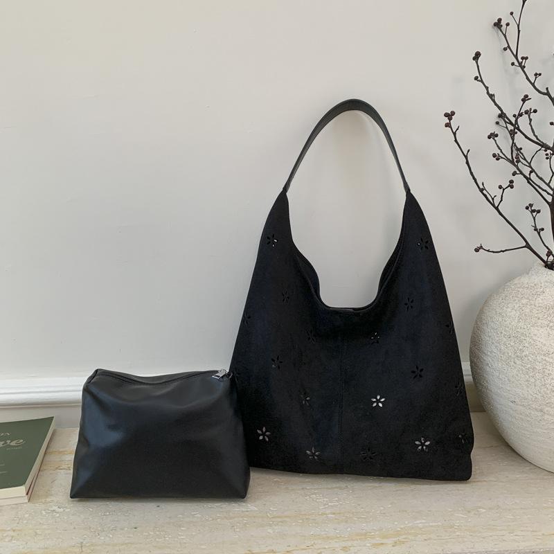 

Retro casual large-capacity shopping bag bag 2025 new fashion tote mother and child bag shoulder bag чёрный