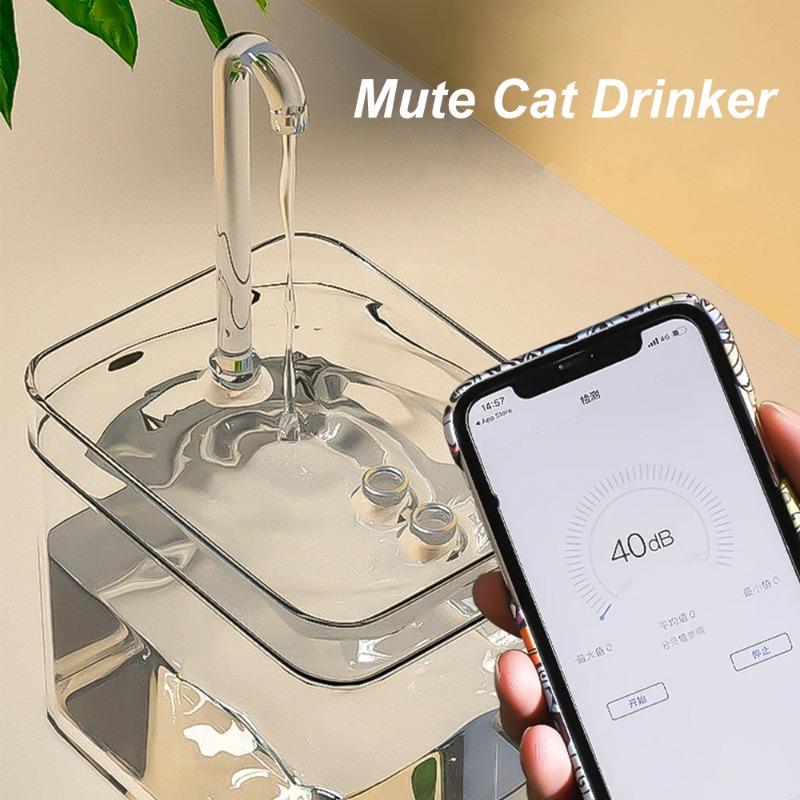 Katzentrinkbrunnen, automatischer Filter, transparenter Katzentrinker, elektrischer USB-Stummschaltungs-Umwälzfiltertrinker für Katzen, Wasserspender