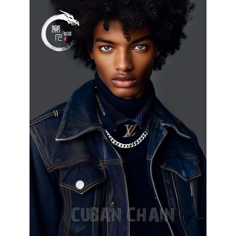Sterling Silver S925 Cuban Necklace European and American Style Men's Fashion Versatile Unisex Trendy Personality Hip-Hop Chunky Bold Chain