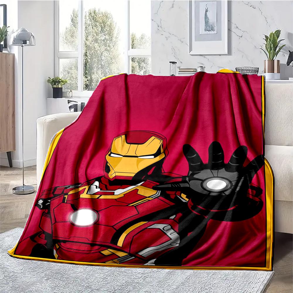 Iron Man Theme Printed Blanket - Perfect for Couch, Bed, Travel & Outdoor Use | Machine Washable, Cozy & Durable.