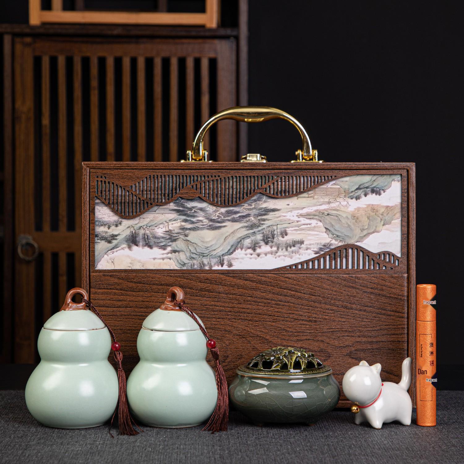 

Fulu Tea Caddy Ornaments: Executive Gift Set for Annual Meetings, Leaders, and Friends