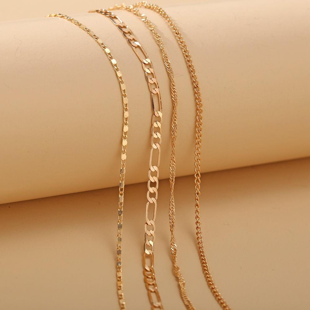 Alloy Anklet Set Women's Fashion Anklet Three-piece Set Flat Snake Wheat Ear Chain Combination Foot Decoration