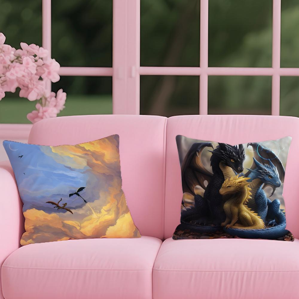 F-Fourth W-Wing Dragon Cushion Cover Reversible Plush Pillow Cover – For car, sofa, bedroom, perfect as a gift.