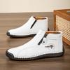 Neue klassische handgefertigte Herrenschuhe aus Leder mit Reißverschlussdesign Outdoor-Sneakers lässige flache Schuhe Herren Arbeitsschuhe Stiefeletten