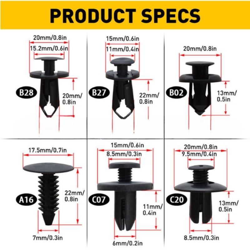 190ks Příchytky na autopříchytky Sada plastových úchytů Příchytka na panel pro automatické obložení Sada nýtů na nárazníky pro karoserii Svorka, blatník, plastová přezka na nárazník