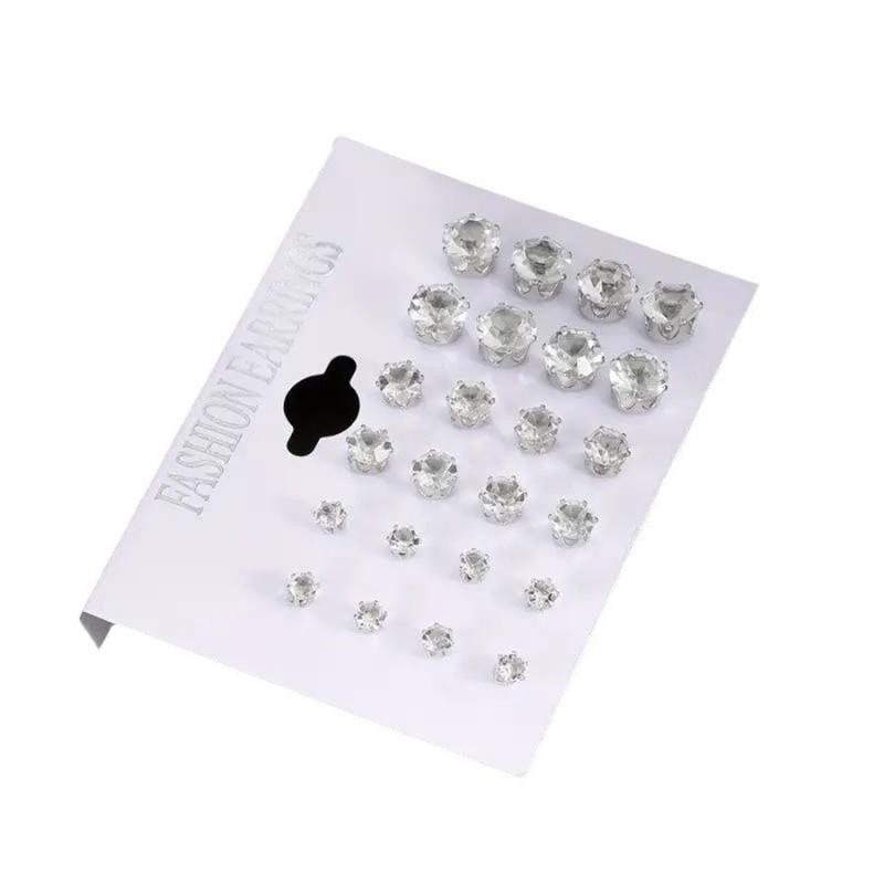 12 Paar Sechsklauen Kristallohrringe Set Geometrisch Weiß Glänzend Zirkon Hochzeit Steckerohrringe Set für Damen Herren Schmuckzubehör