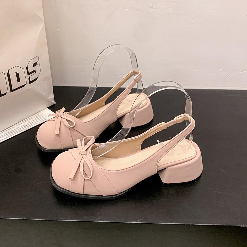 

Baotou thick heel summer sandals female outer wear fairy style 2025 new French bow Mary Jane JK single shoes 40