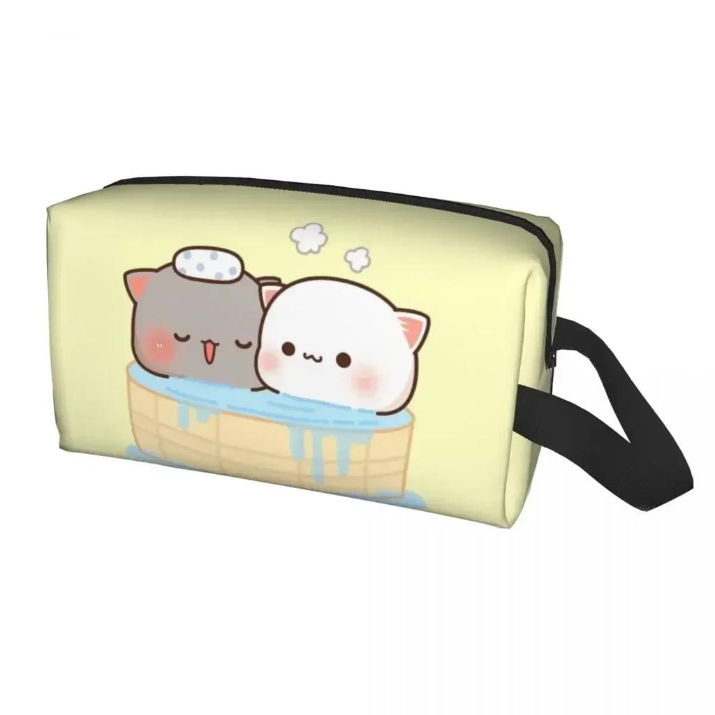 Peach And Goma Travel Cosmetic Bag for Women Kawaii Makeup Toiletry Organizer Lady Beauty Storage Dopp Kit