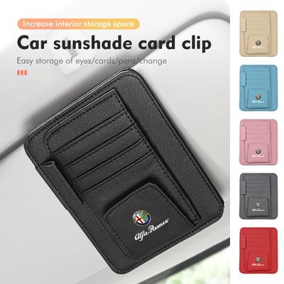 Car Sunshade Storage Bag Card Sunglasses Organizer Holder Accessories For GT Stelvio F1 Brera Volante Tonale Gloria